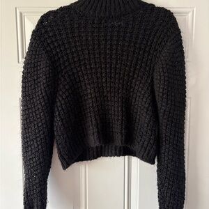 Zara Black Textured Turtleneck Sweater
